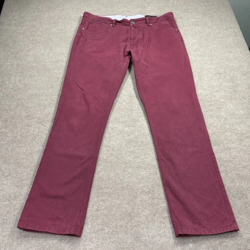 Saks Fifth Avenue Men's Slim Straight Chino Pants Maroon Burgundy Size 36
